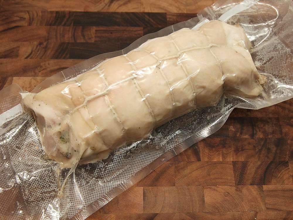 turkey porchetta in vacuum-sealed bag