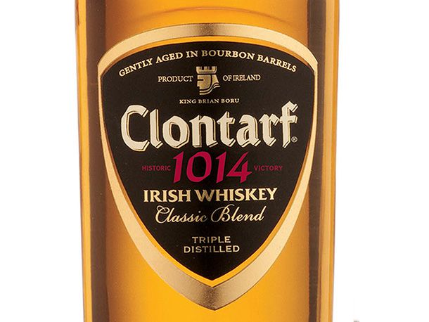 A bottle of Clontarf 1014 Irish Whiskey