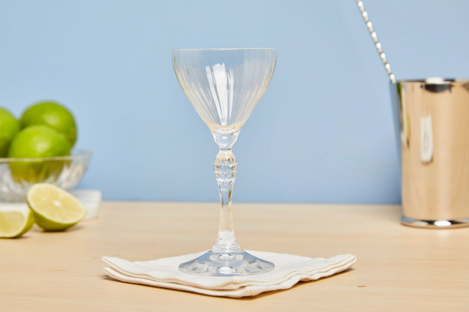 Empty Bormioli Rocco America ’20s Glasses on table