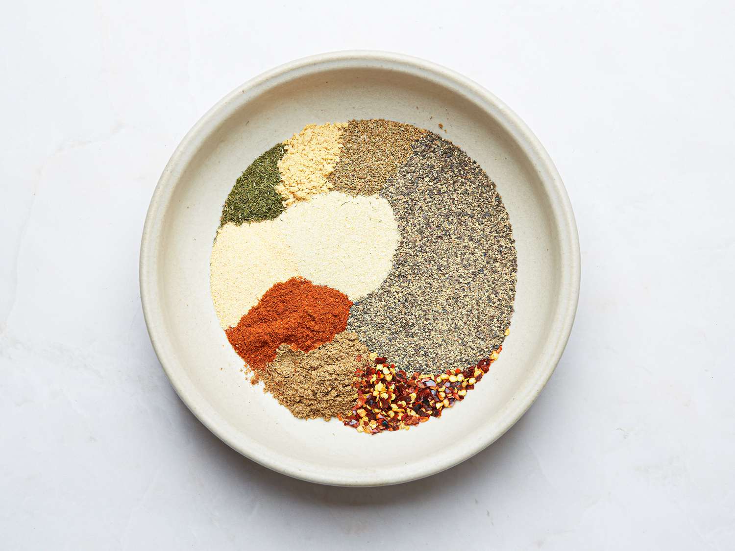 Overhead view of spice mix