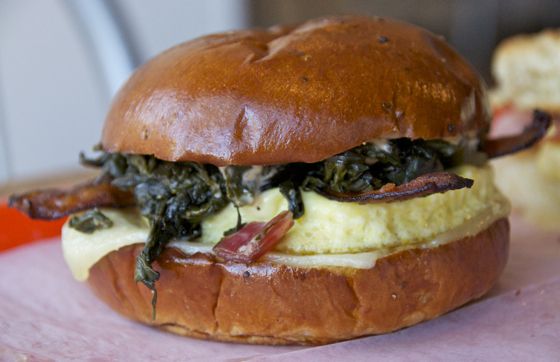 Cutty's Egg, Cheese, Spicy Mayo ($5.25; other toppings, $1.75 each)