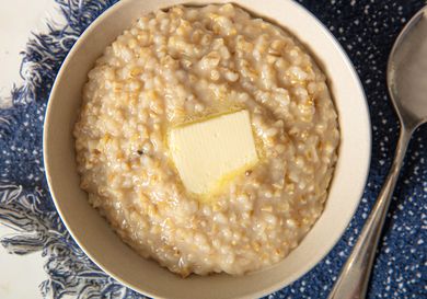 Overhead view of instant pot oatmeal