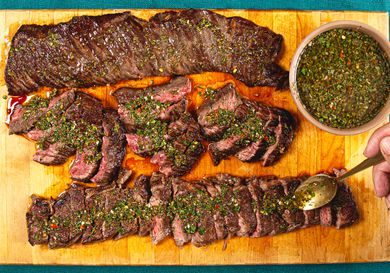 Overhead view of churrasco steak
