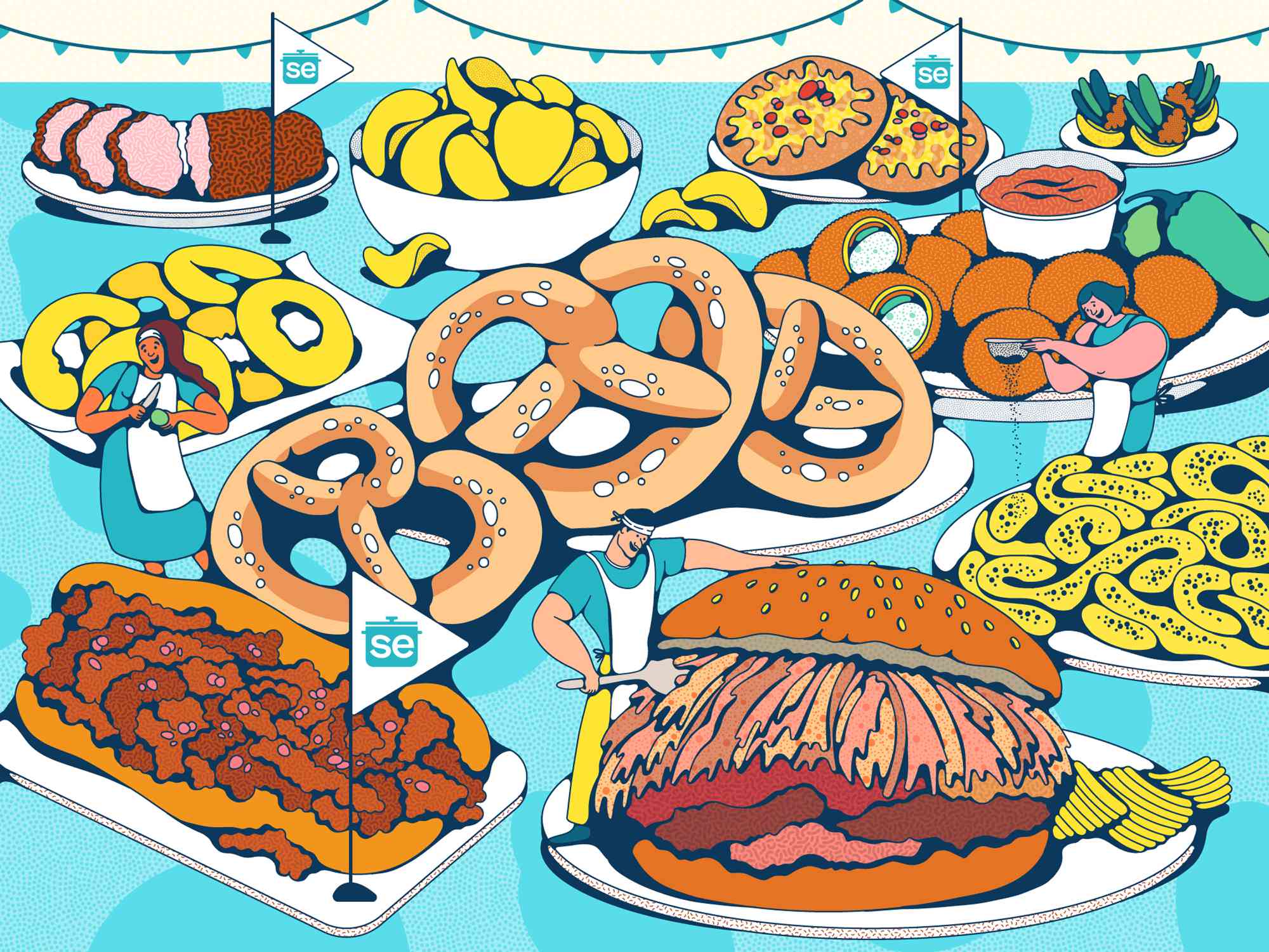 Illustration of complex snacks to tackle on gameday 
