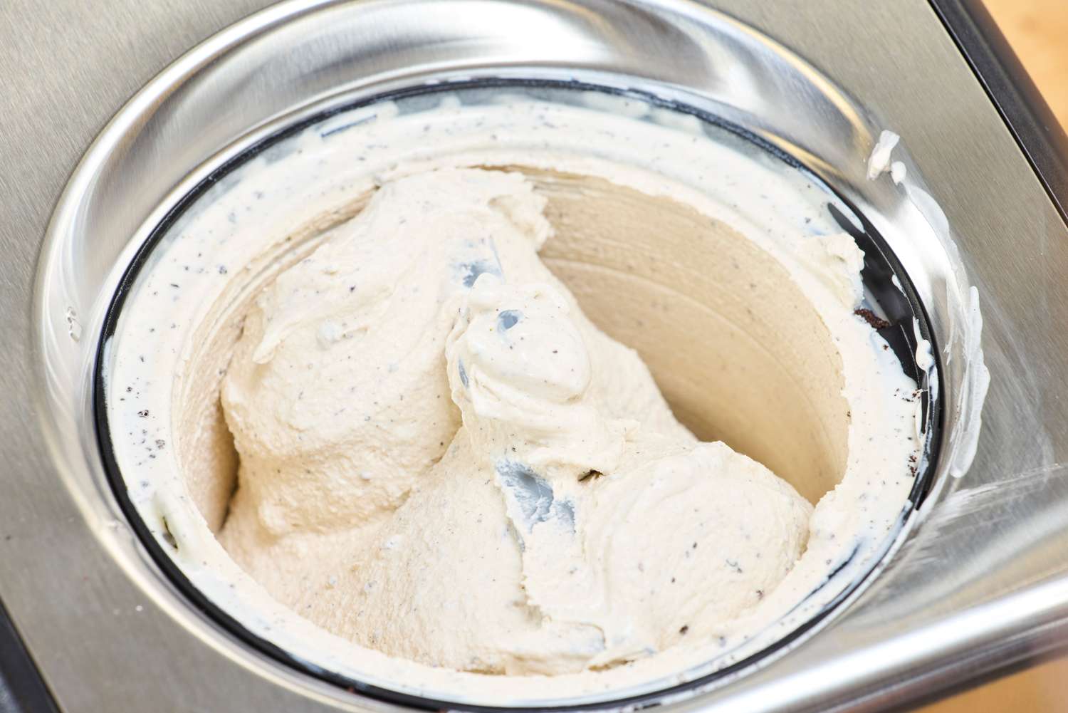 A close-up of the Cuisinart Compressor Ice Cream and Gelato Maker