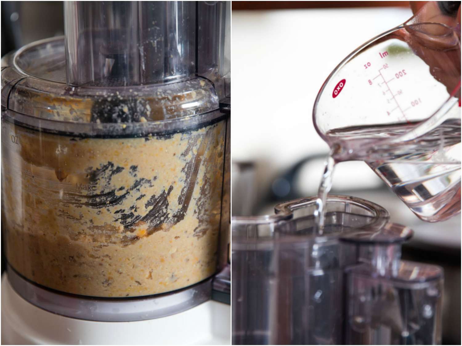 Collage of processing tenderized corn for homemade tortillas