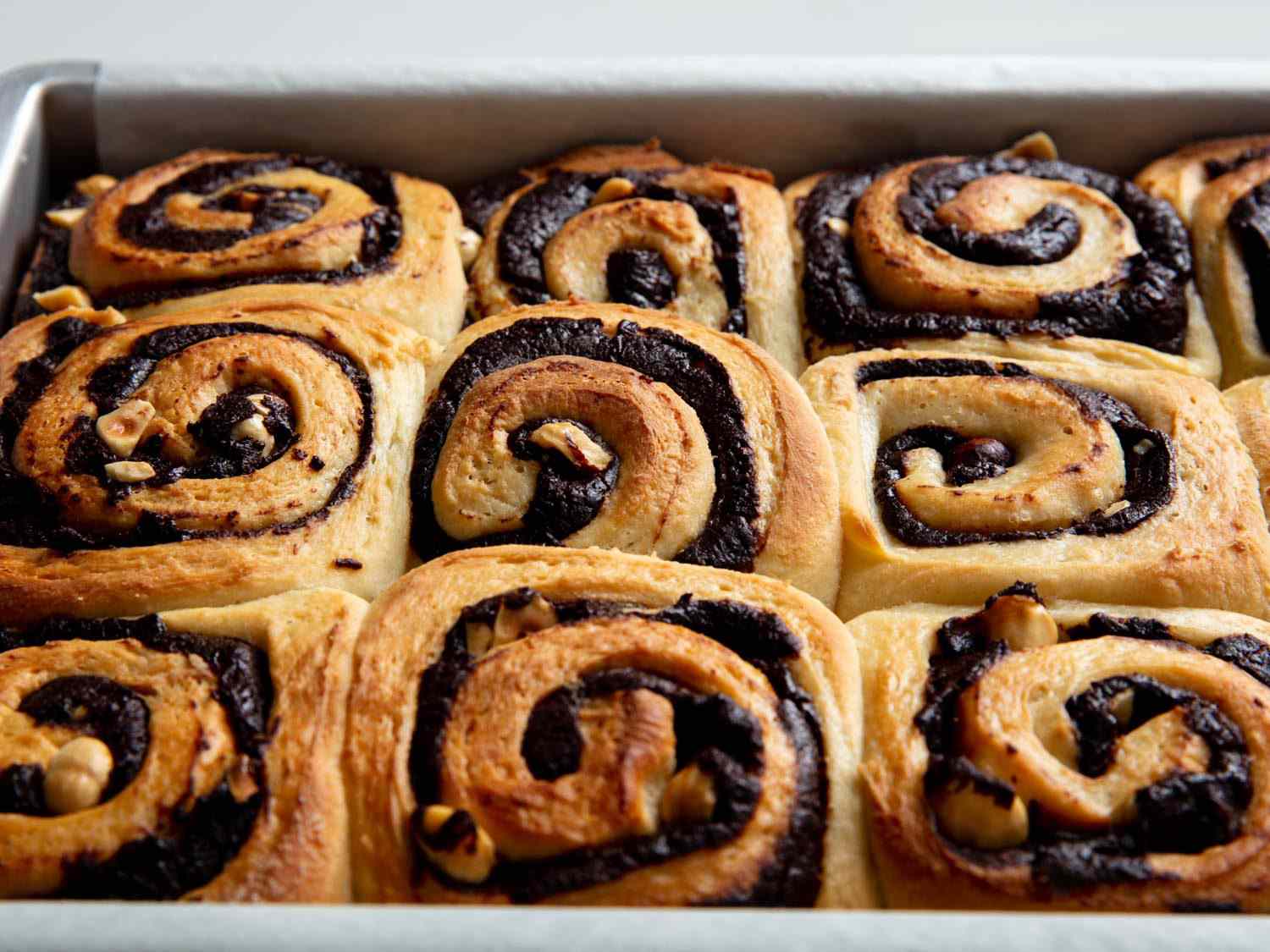 chocolate hazelnut buns fresh from the oven