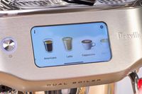 The different drink options on the Breville The Oracle Dual Boiler Espresso Machine touchscreen