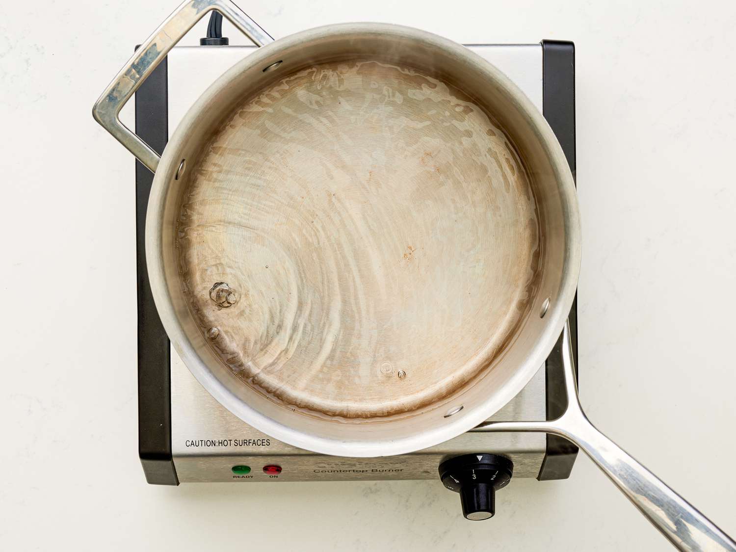 Overhead view of water boiling