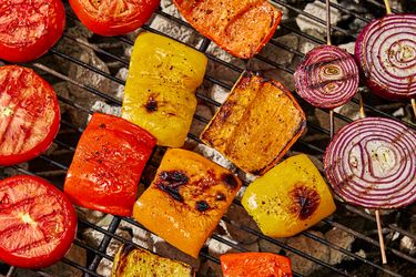 Vegetables on a grill.