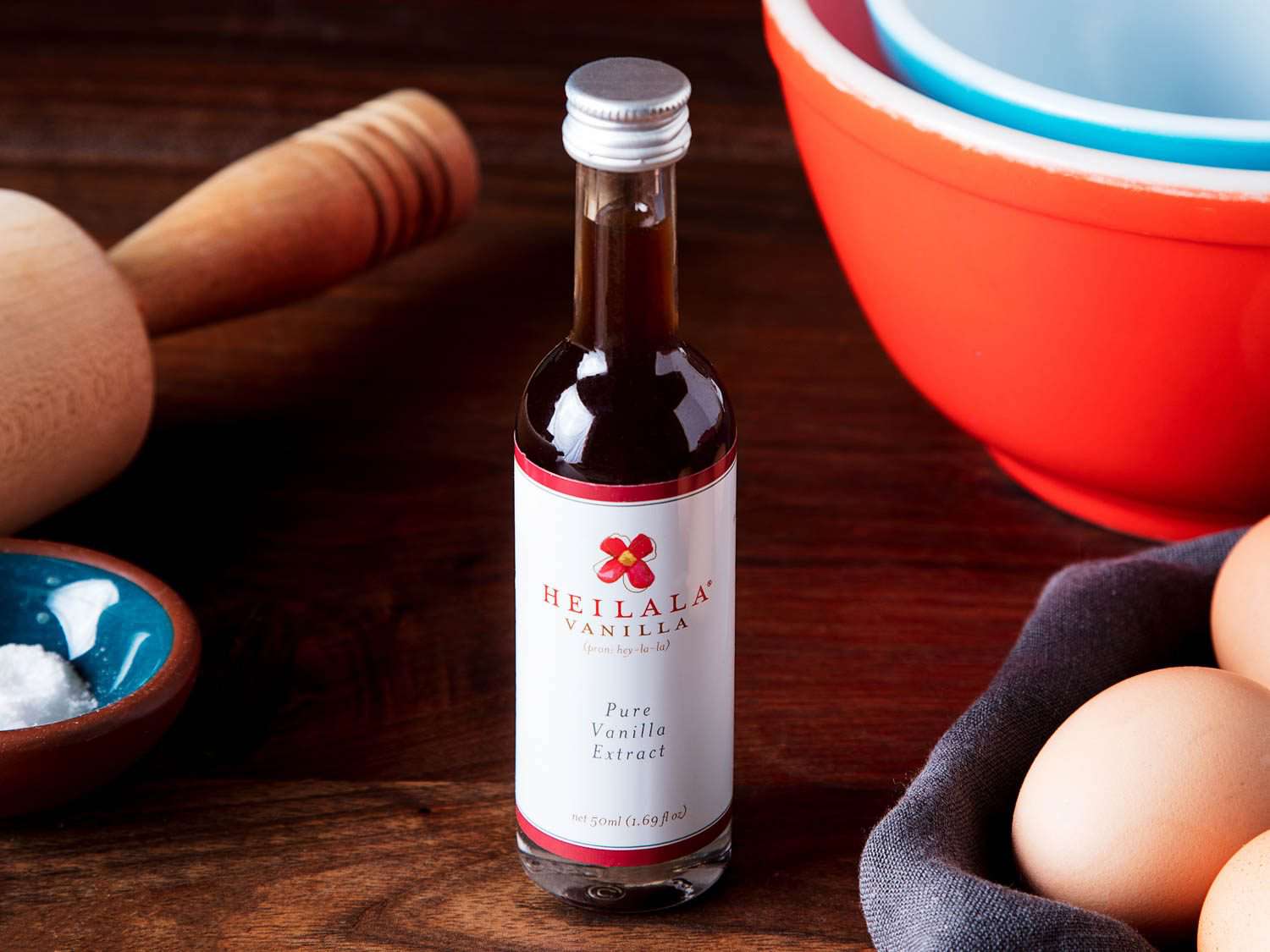 A bottle of Heilala vanilla extract.