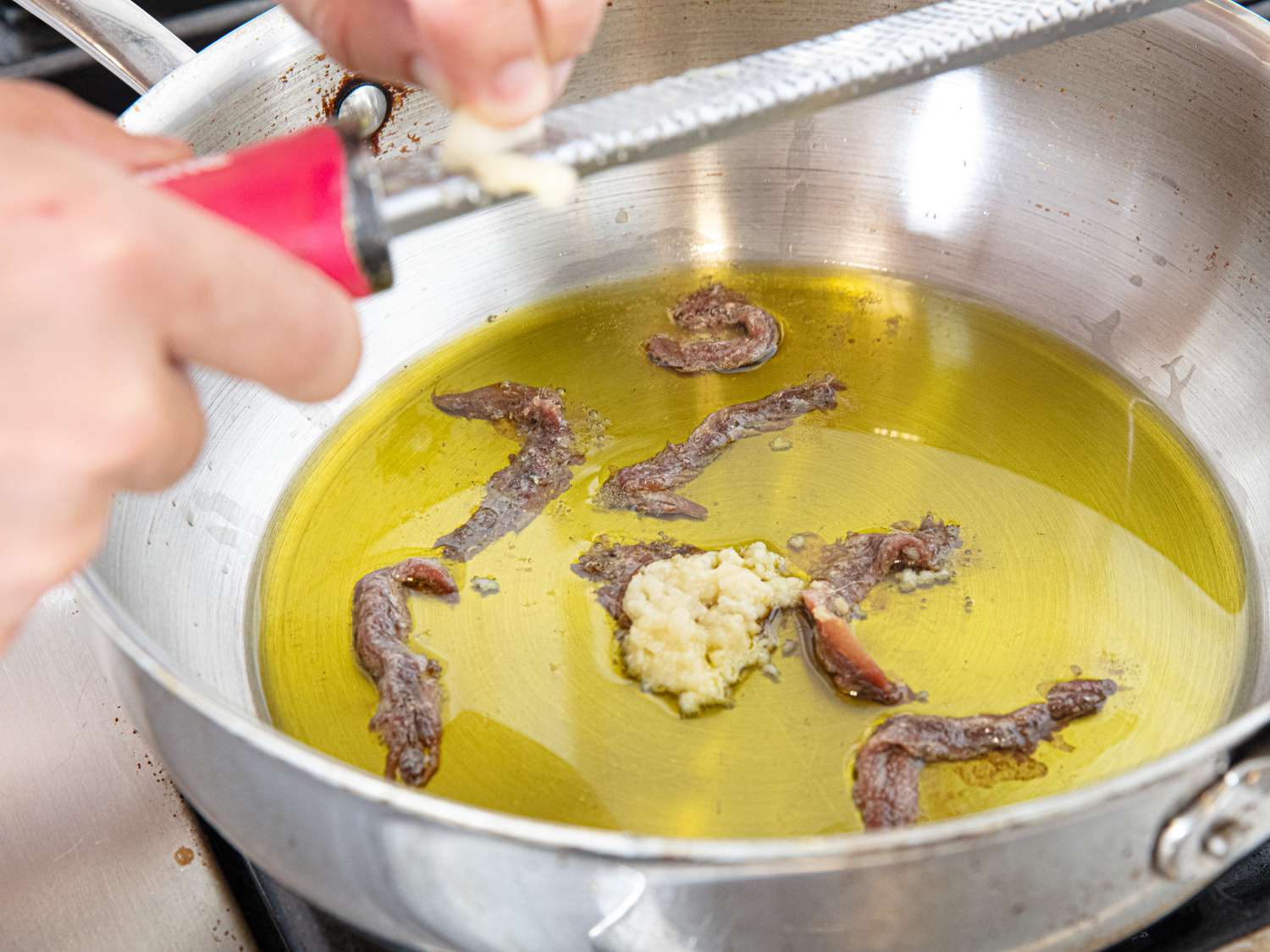 Overhead view of garlic