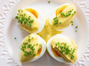 Overhead view of Oeufs Mayo 