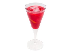 A Mickey Rourke cocktail, served in a fluted glass.