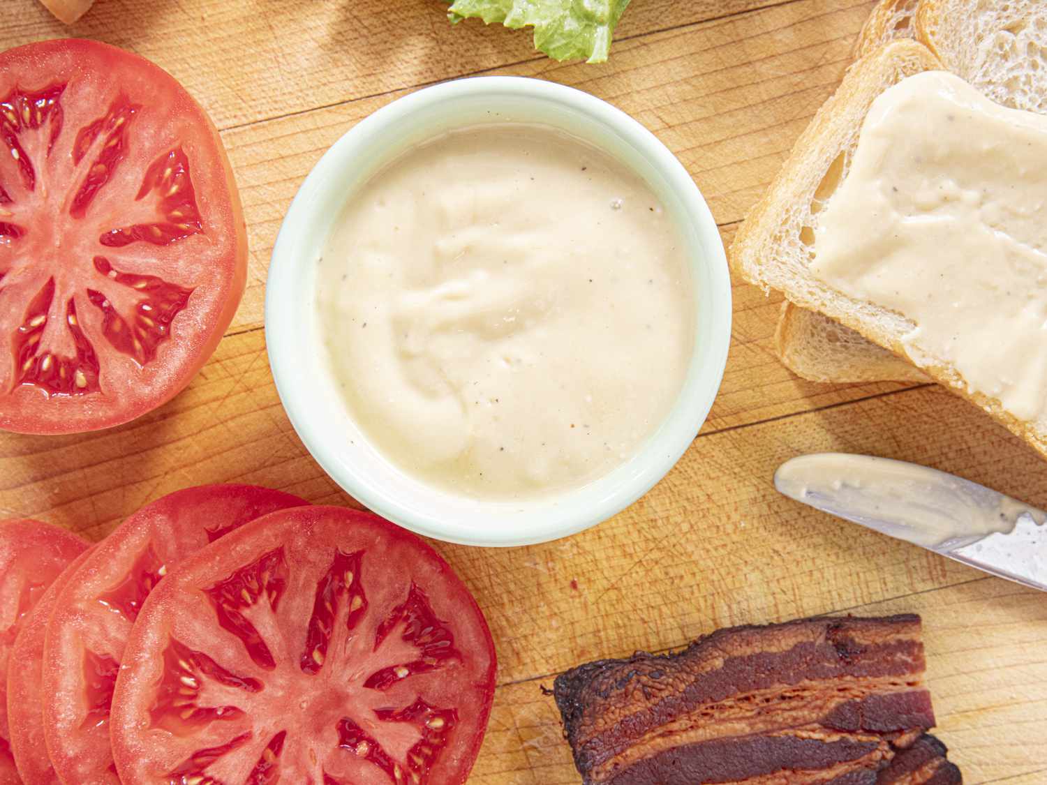 Overhead view of caesar mayo