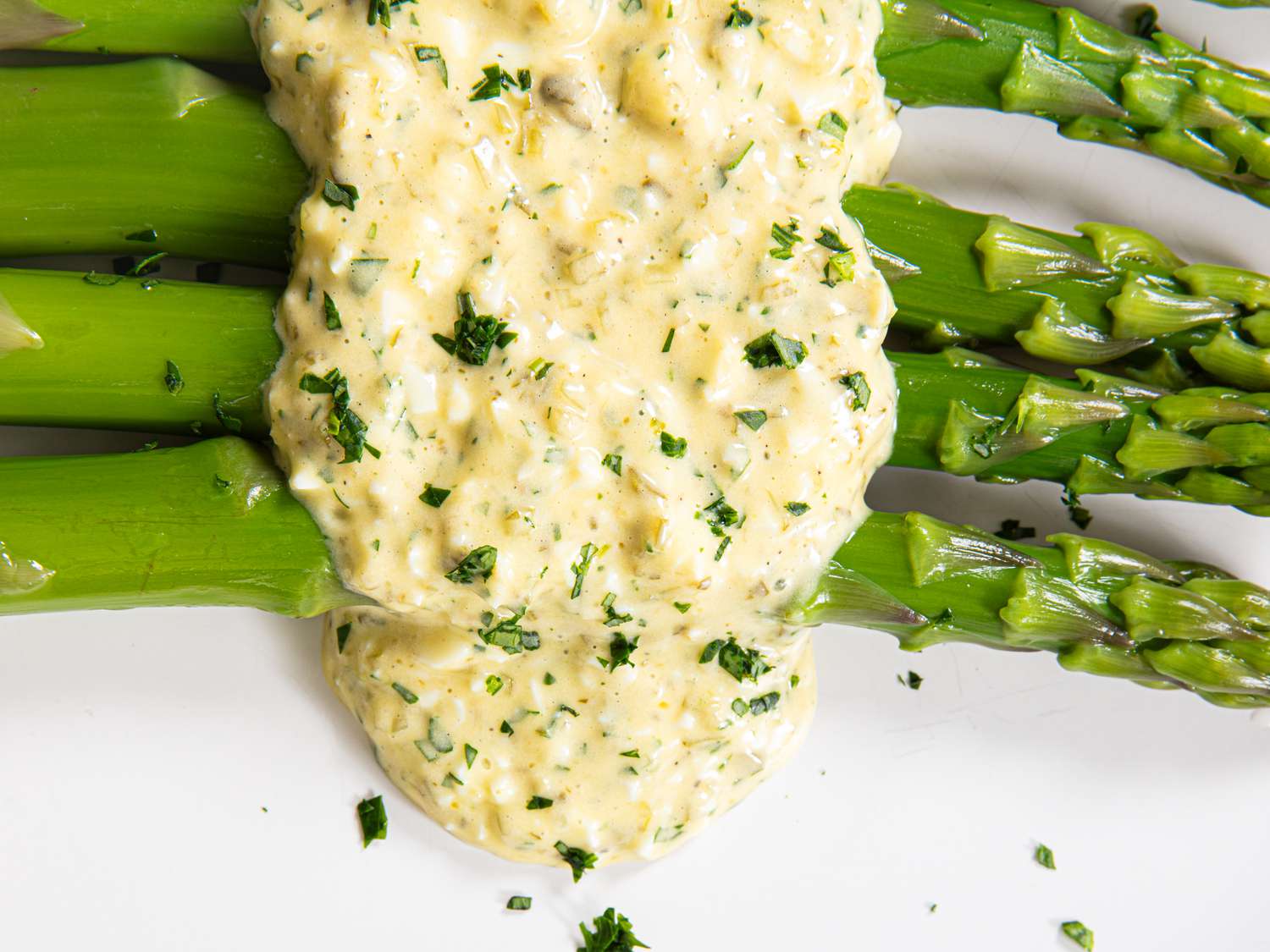 Overhead view of sauce gribiche