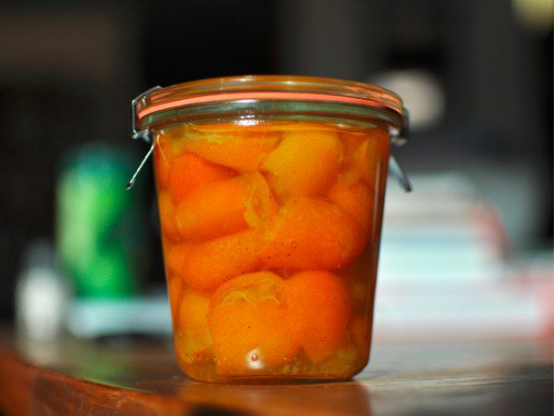 A jar of pickled kumquats