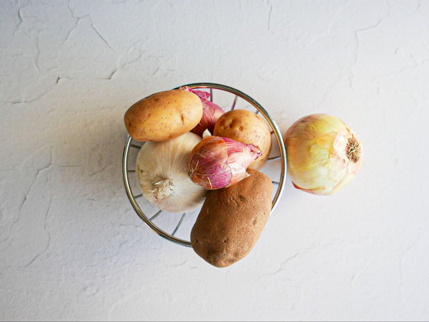 Overhead view of potato storage method
