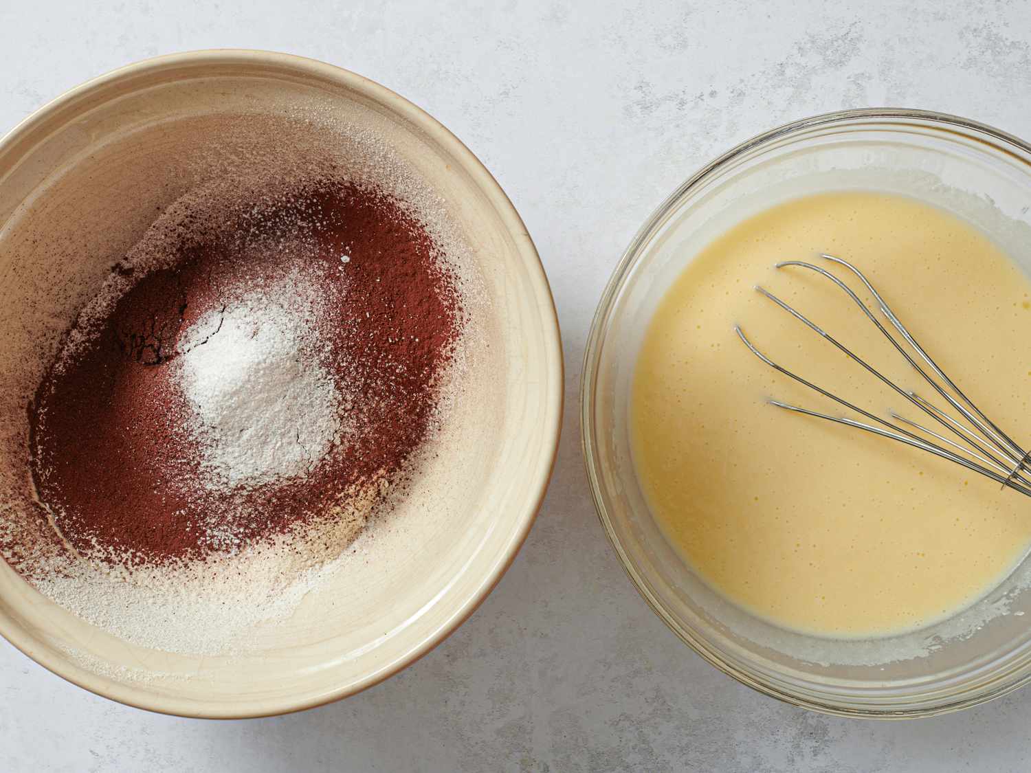 Side by side image of dry and wet ingredients