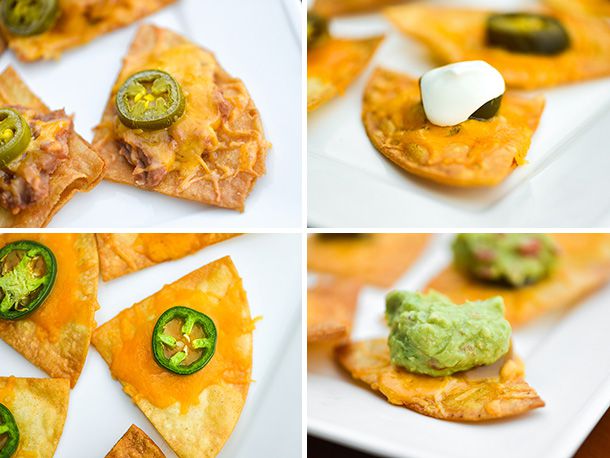 Collage of Texas nachos with various additional toppings.
