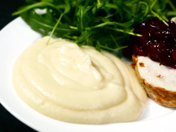 Closeup of rich and creamy mashed potatoes