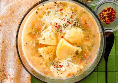 Overhead view of caldo de queso
