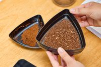 Coffee beans ground in the Breville The Smart Grinder Pro