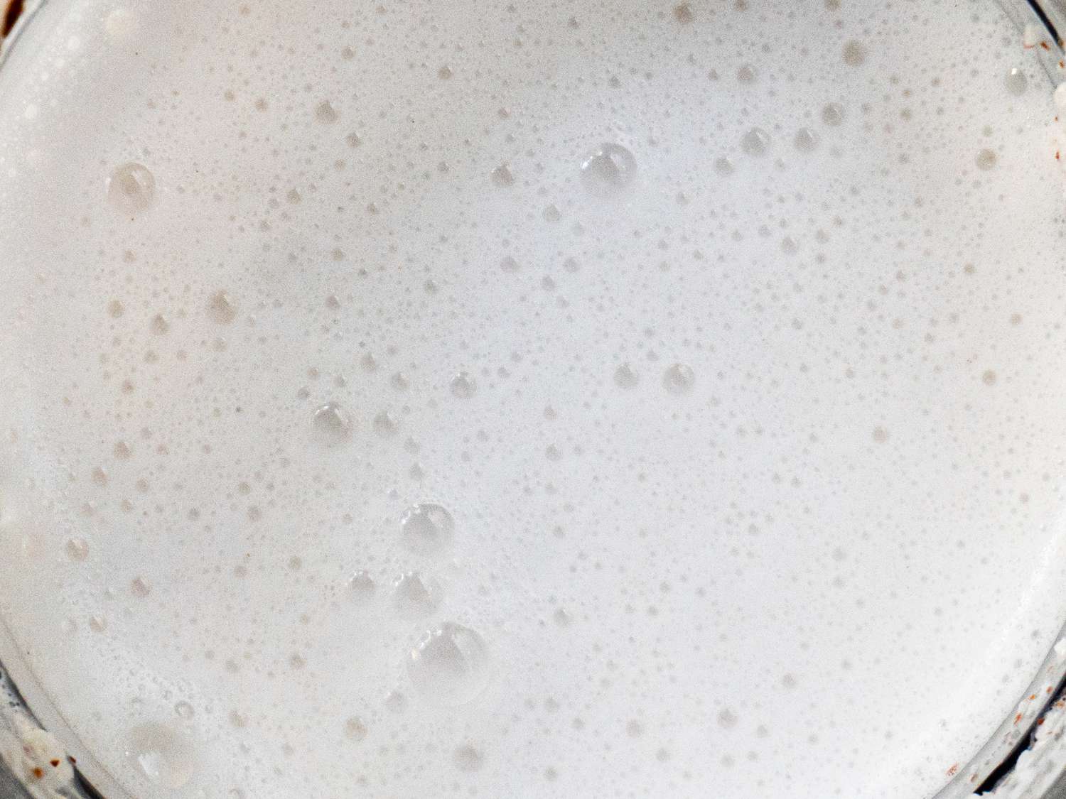 Overhead view of coconut milk