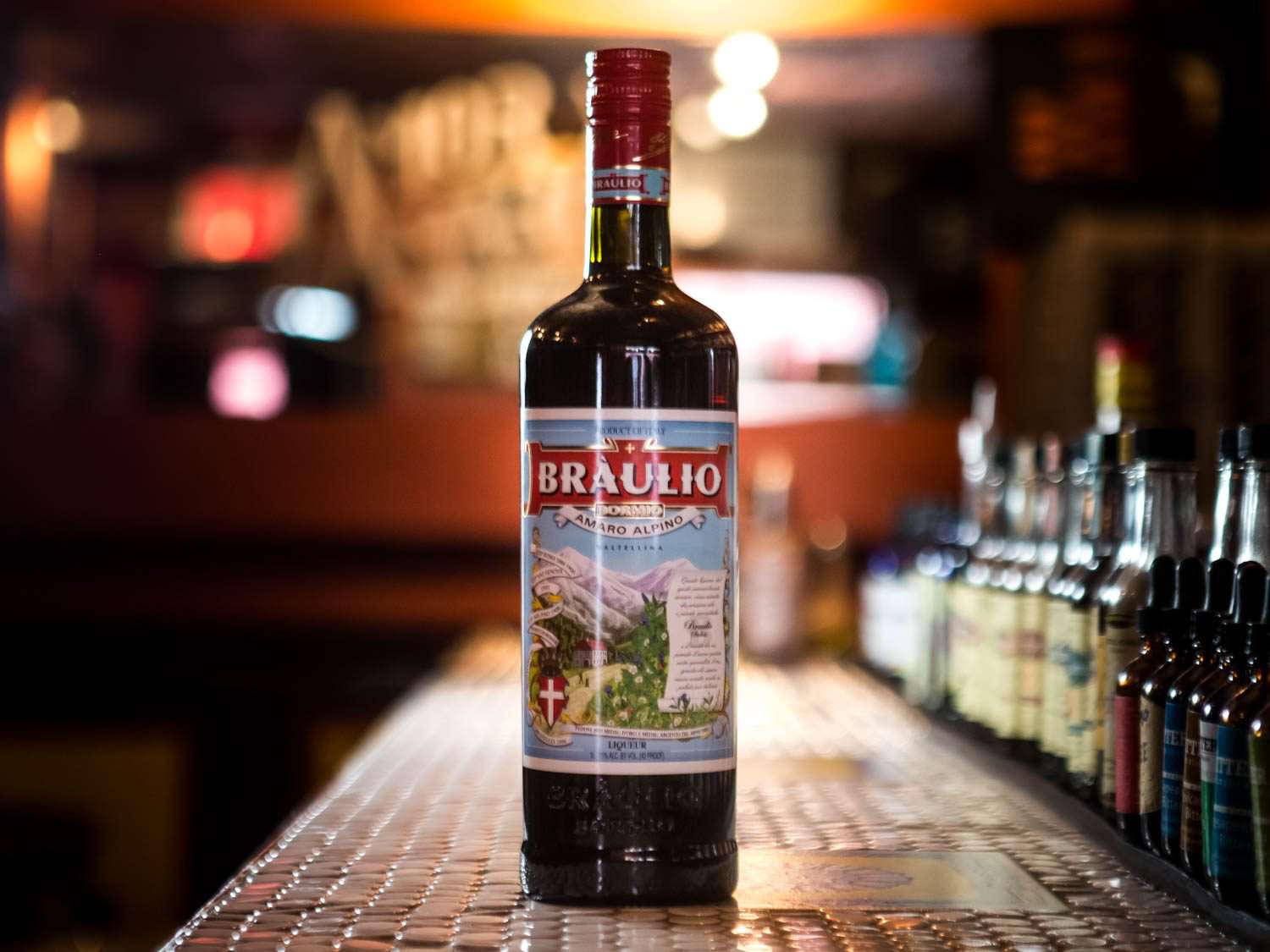 A bottle of Braulio, a type of amaro. 
