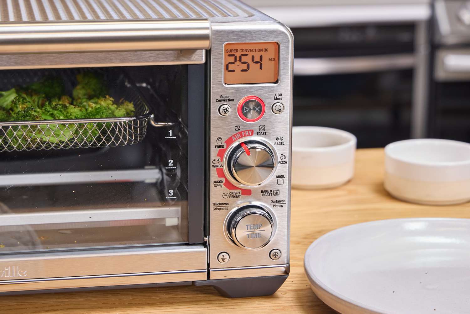 The digital display and dials on the Breville The Smart Oven Air Fryer Compact