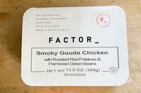 A Factor meal on a wood surface