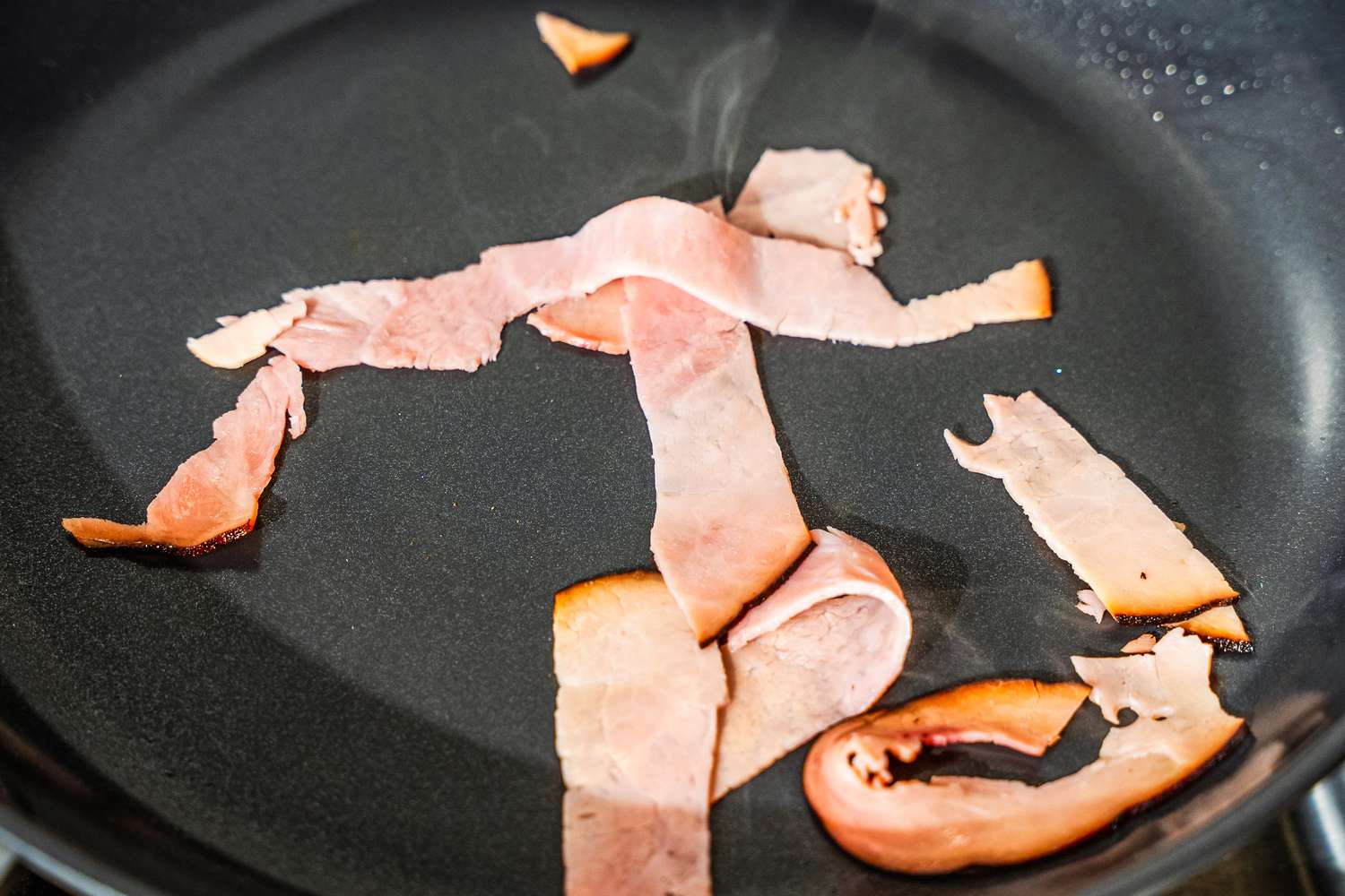 Meat cooking in the OXO Non-Stick Pro 10-Inch Frypan.