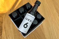 A bottle of Jukes nonalcoholic red wine