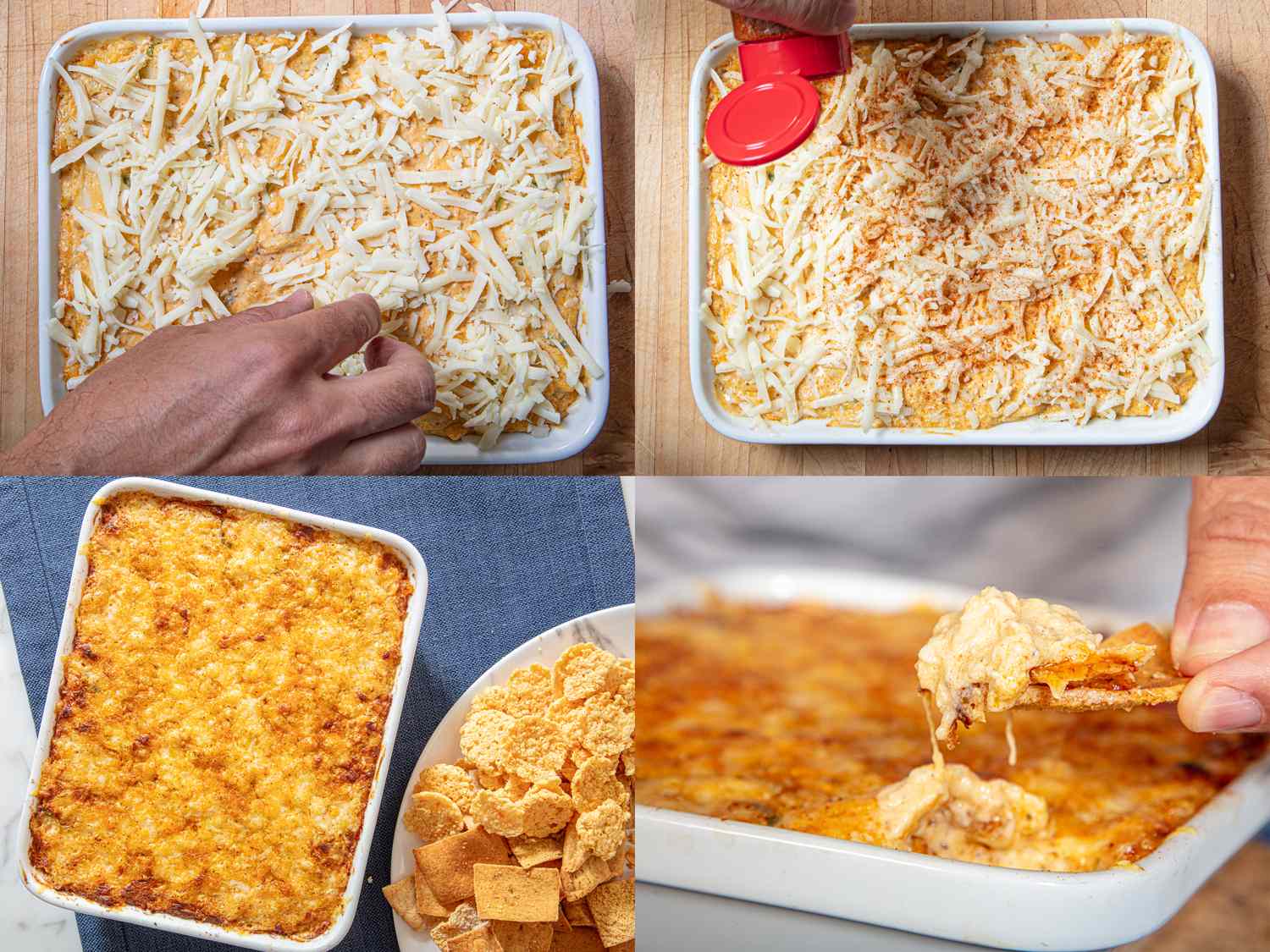 Preparation steps and serving of spicy crab dip