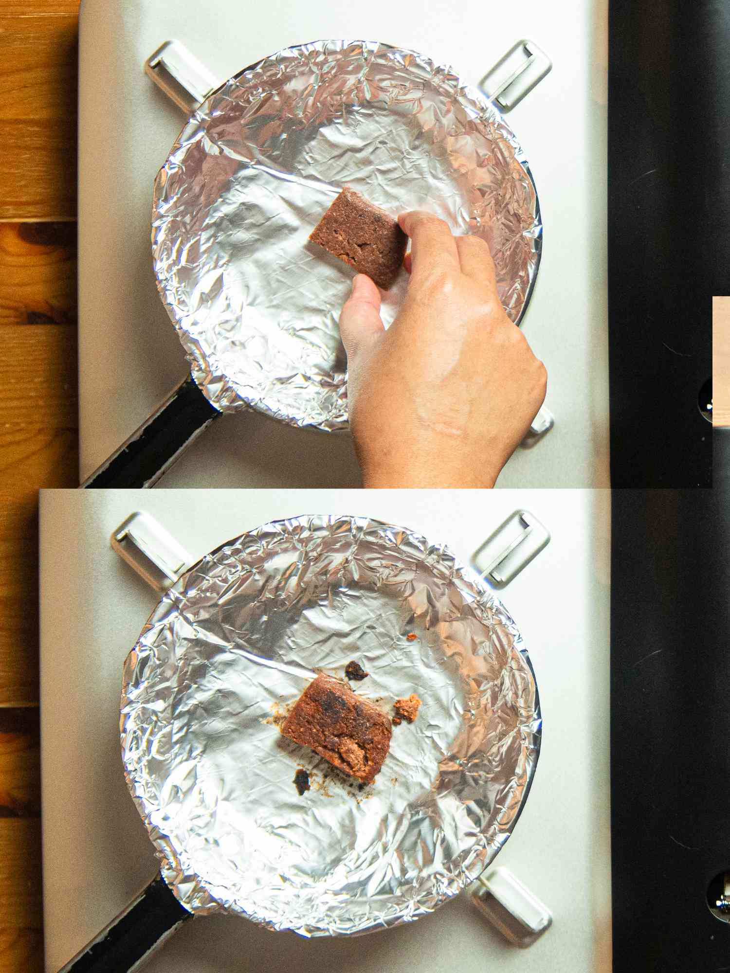 Two image collage of toasted belcan