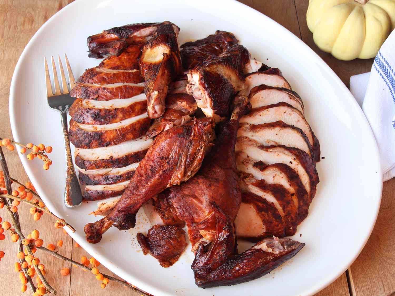 A platter of smoked turkey meat