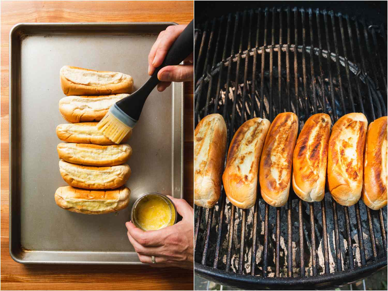 grilling hot dog buns