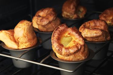 Yorkshire pudding, baked in a popover tin.
