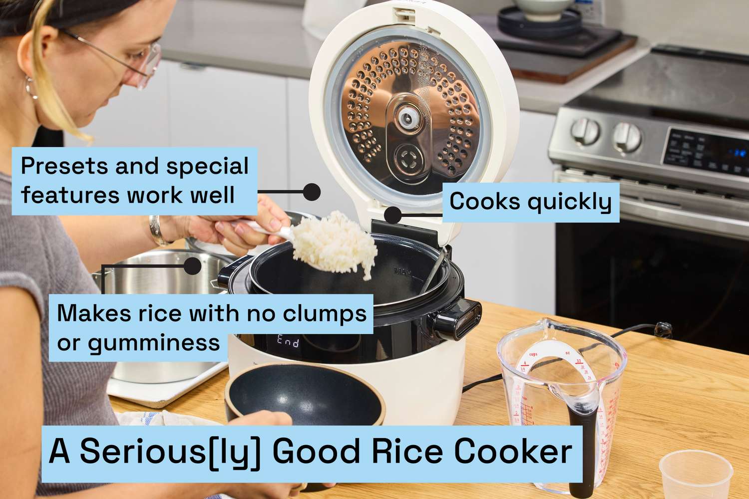 A person using the Instant Multigrain rice cooker