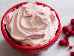 a bowl of raspberry whipped cream