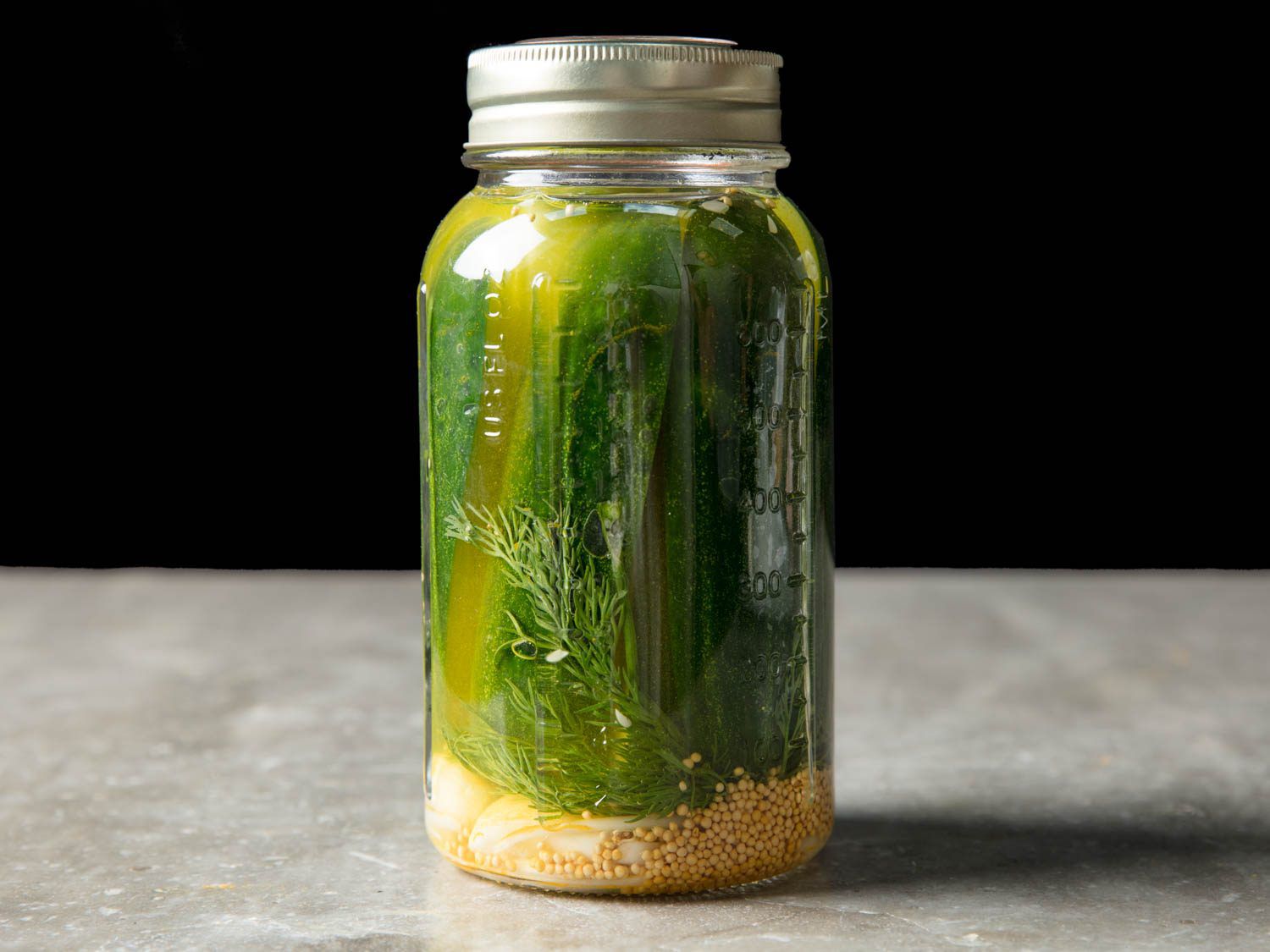 homemade pickles in vinegar brine