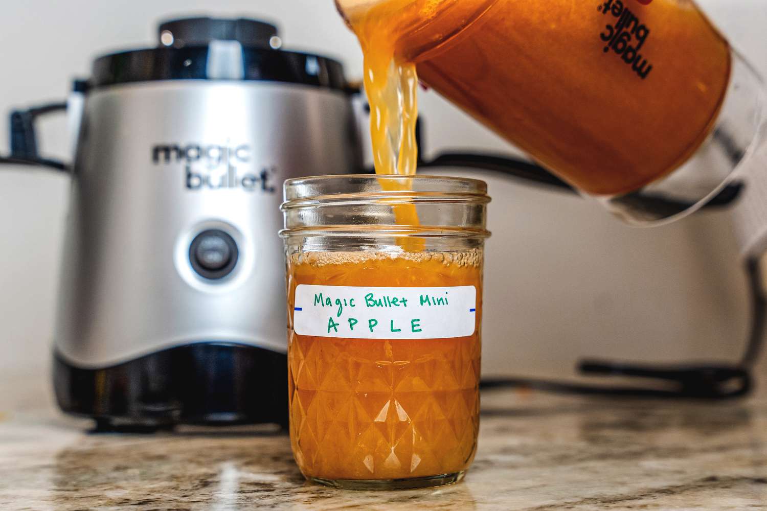 Apple juice from the Magic Bullet juicer