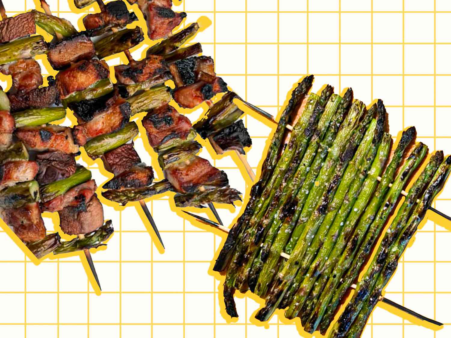 Skewered asparagus