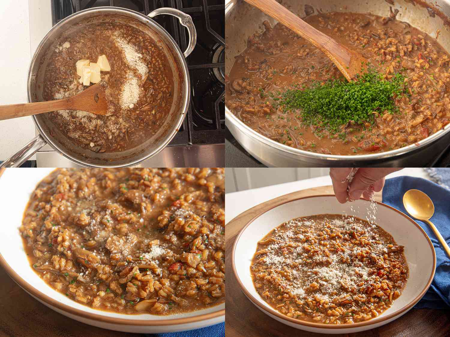 Four image collage of finishing farratto