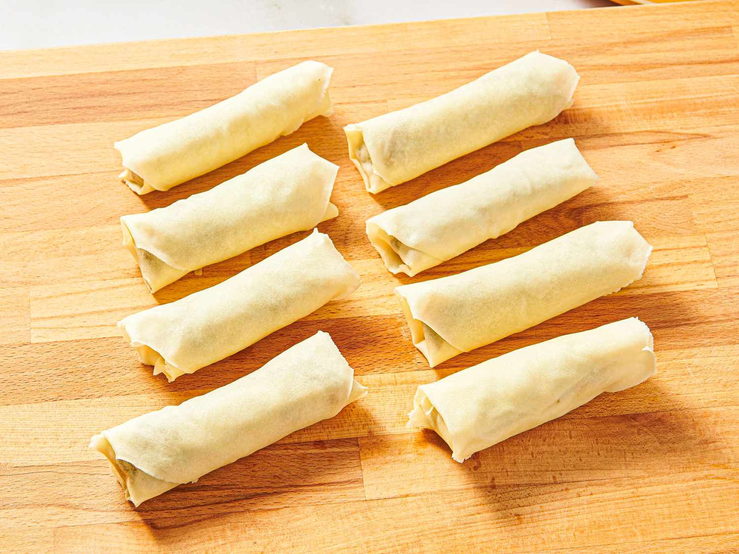 Overhead of cheesesteak eggrolls