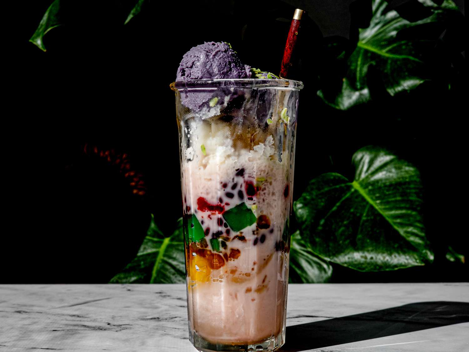 Halo-halo served in a tall glass