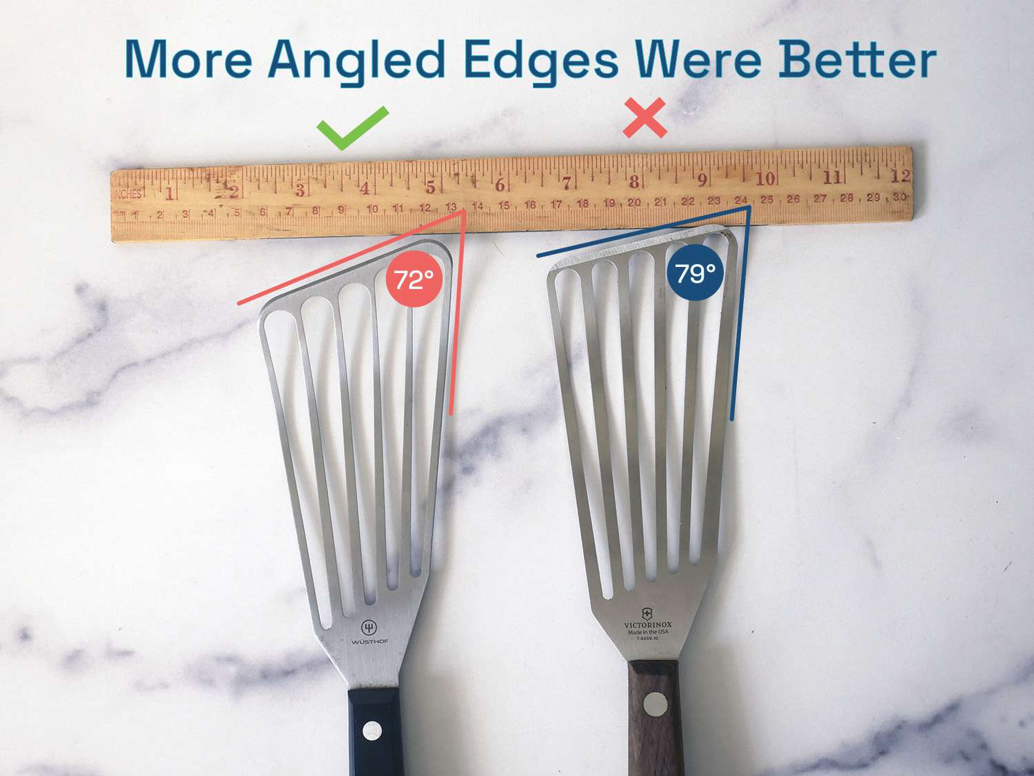 more angled edges were better: a comparison of a straighter-edged fish spatula versus a more angled-edge fish spatula