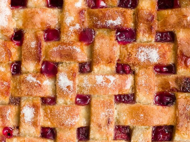 sour cherry pie with lattice crust
