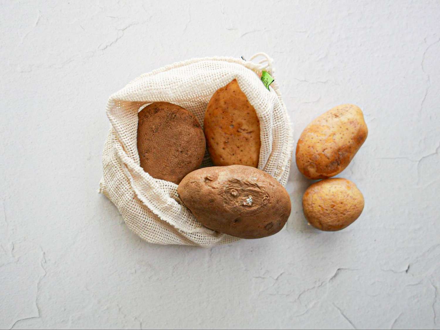 Overhead view of potato storage method