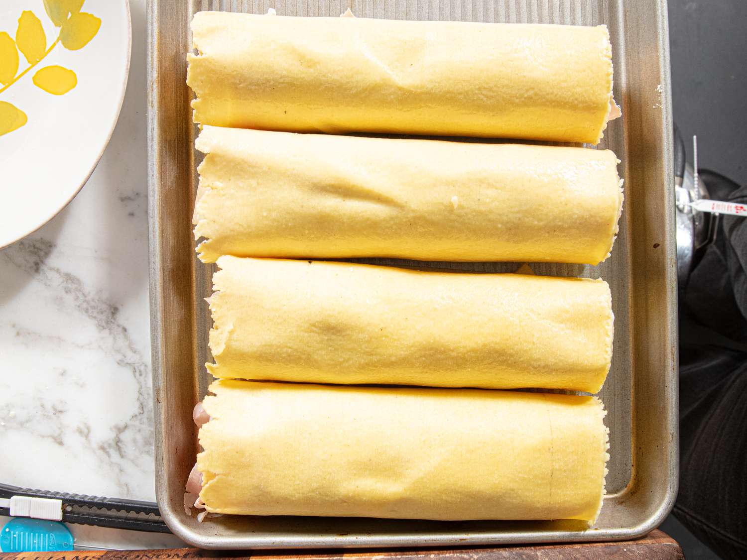 Overhead view of rolls 